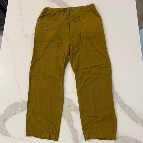 Grade & Gather Wide Leg Linen Blend Pull On Pants Womens Large Mustard Yellow - Picture 7 of 7